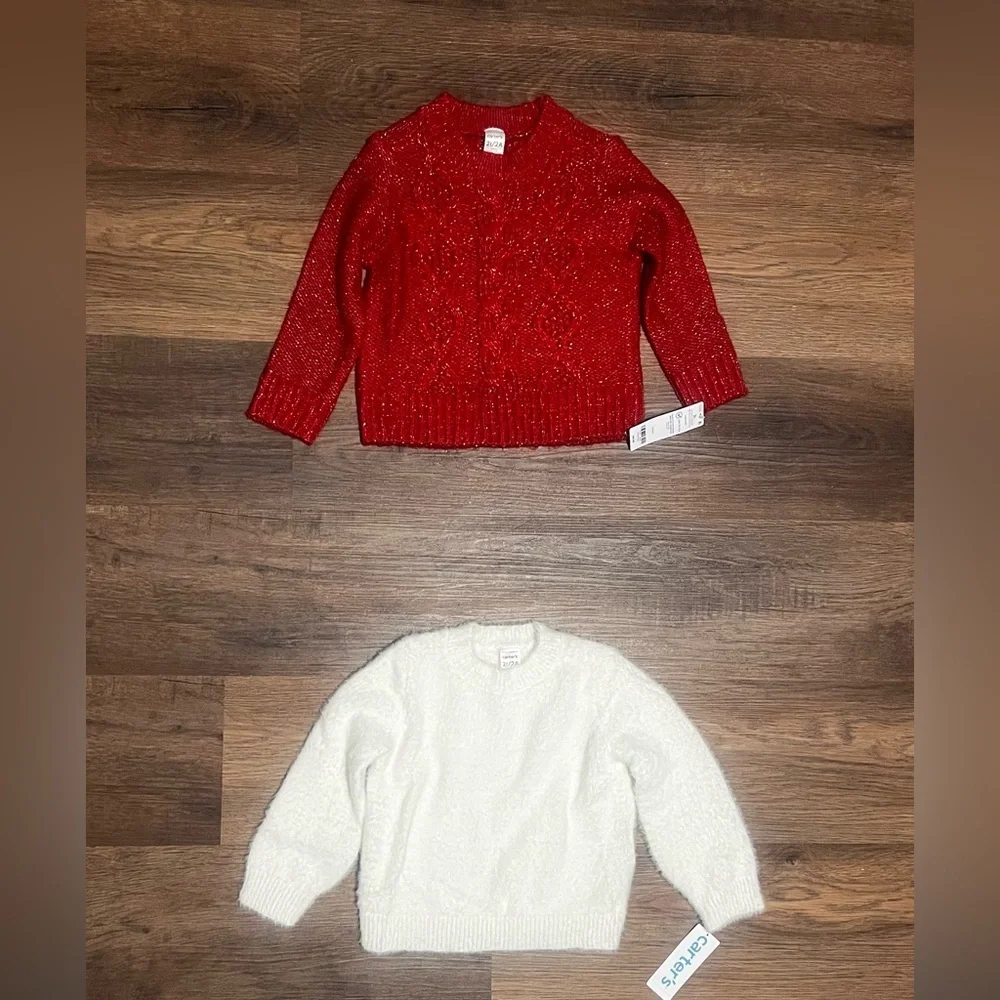 Carter's Cozy Red and White Kids Sweater Set